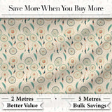 Minimal Dreamcatcher Feathers Soft Beige Seamless Pattern Digital Print Fabric by the Metre UK Sewing Quilting Textile