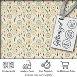 Minimal Dreamcatcher Feathers Soft Beige Seamless Pattern Digital Print Fabric by the Metre UK Sewing Quilting Textile
