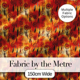 Autumn Dreamcatcher Feathers Warm Orange Seamless Pattern Digital Print Fabric by the Metre UK Sewing Quilting Textile