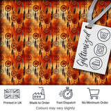 Autumn Dreamcatcher Feathers Warm Orange Seamless Pattern Digital Print Fabric by the Metre UK Sewing Quilting Textile