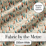 Dreamcatcher Feathers Boho Tribal Pattern Soft Neutral Background Digital Print Fabric by the Metre UK Sewing Quilting Textile