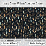Dreamcatcher Night Sky Stars Feather Hanging Pattern Dark Background Digital Print Fabric by the Metre UK Sewing Quilting Textile