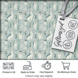 Cute Husky Dogs Floral Forest Pattern Soft Blue Background Digital Print Fabric by the Metre UK Sewing Quilting Textile
