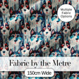 Geometric Husky Dog Faces Tribal Style Seamless Pattern Digital Print Fabric by the Metre UK Sewing Quilting Textile