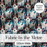 Geometric Husky Dog Faces Tribal Style Seamless Pattern Digital Print Fabric by the Metre UK Sewing Quilting Textile