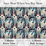 Geometric Husky Dog Faces Tribal Style Seamless Pattern Digital Print Fabric by the Metre UK Sewing Quilting Textile