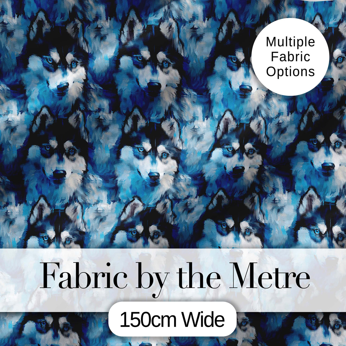 Dark Blue Graphic Husky Pattern Modern Geometric Repeat Design Digital Print Fabric by the Metre UK Sewing Quilting Textile