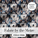 Realistic Husky Dog Portrait Repeat Pattern Soft Neutral Background Digital Print Fabric by the Metre UK Sewing Quilting Textile