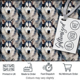 Realistic Husky Dog Portrait Repeat Pattern Soft Neutral Background Digital Print Fabric by the Metre UK Sewing Quilting Textile