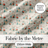 Cute Blue White Kitten with Roses Seamless Pattern Vintage Floral Background Digital Print Fabric by the Metre UK Sewing Quilting Textile