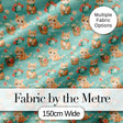 Cute Ginger Kitten with Flowers Basket Seamless Pattern Soft Teal Background Digital Print Fabric by the Metre UK Sewing Quilting Textile