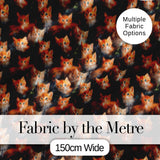Fluffy Orange Kittens Seamless Pattern Dark Artistic Background Cute Cat Design Digital Print Fabric by the Metre UK Sewing Quilting Textile
