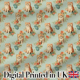 Cute Kitten with Yarn and Flowers Seamless Pattern Soft Vintage Background Digital Print Fabric by the Metre UK Sewing Quilting Textile