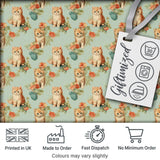 Cute Kitten with Yarn and Flowers Seamless Pattern Soft Vintage Background Digital Print Fabric by the Metre UK Sewing Quilting Textile