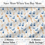 Soft Watercolor Blue and Ginger Cats Seamless Pattern Minimal White Background Digital Print Fabric by the Metre UK Sewing Quilting Textile
