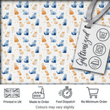 Soft Watercolor Blue and Ginger Cats Seamless Pattern Minimal White Background Digital Print Fabric by the Metre UK Sewing Quilting Textile