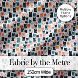 Playful Cartoon Cats with Hearts and Doodles Seamless Pattern Digital Print Fabric by the Metre UK Sewing Quilting Textile