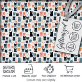 Playful Cartoon Cats with Hearts and Doodles Seamless Pattern Digital Print Fabric by the Metre UK Sewing Quilting Textile