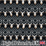 Elegant Antelope Skull Chevron Pattern Dark Background Seamless Digital Print Fabric by the Metre UK Sewing Quilting Textile