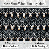 Elegant Antelope Skull Chevron Pattern Dark Background Seamless Digital Print Fabric by the Metre UK Sewing Quilting Textile