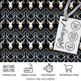 Elegant Antelope Skull Chevron Pattern Dark Background Seamless Digital Print Fabric by the Metre UK Sewing Quilting Textile