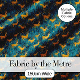 Artistic Golden Antelope on Teal Fluid Background Seamless Pattern Digital Print Fabric by the Metre UK Sewing Quilting Textile