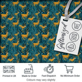Artistic Golden Antelope on Teal Fluid Background Seamless Pattern Digital Print Fabric by the Metre UK Sewing Quilting Textile