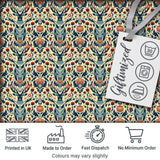 Decorative Deer and Floral Folk Art Pattern Cream Background Digital Print Fabric by the Metre UK Sewing Quilting Textile