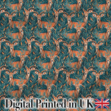 Vibrant Impala Deer in Lush Jungle Leaves Seamless Pattern Digital Print Fabric by the Metre UK Sewing Quilting Textile