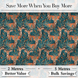 Vibrant Impala Deer in Lush Jungle Leaves Seamless Pattern Digital Print Fabric by the Metre UK Sewing Quilting Textile
