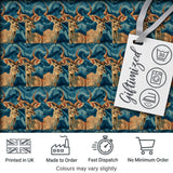 Elegant Kudu Antelope with Blue Marble Texture Seamless Pattern Digital Print Fabric by the Metre UK Sewing Quilting Textile