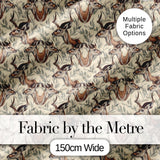 Natural Gazelle with Botanical Leaves Neutral Background Seamless Pattern Digital Print Fabric by the Metre UK Sewing Quilting Textile
