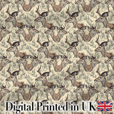 Natural Gazelle with Botanical Leaves Neutral Background Seamless Pattern Digital Print Fabric by the Metre UK Sewing Quilting Textile