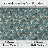 Minimal Antelope Heads on Textured Blue Background Seamless Pattern Digital Print Fabric by the Metre UK Sewing Quilting Textile