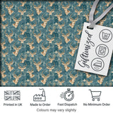 Minimal Antelope Heads on Textured Blue Background Seamless Pattern Digital Print Fabric by the Metre UK Sewing Quilting Textile