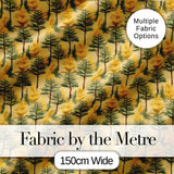Golden Forest Trees Repeating Woodland Seamless Pattern Digital Print Fabric by the Metre UK Sewing Quilting Textile