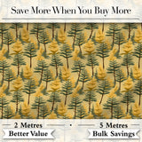 Golden Forest Trees Repeating Woodland Seamless Pattern Digital Print Fabric by the Metre UK Sewing Quilting Textile