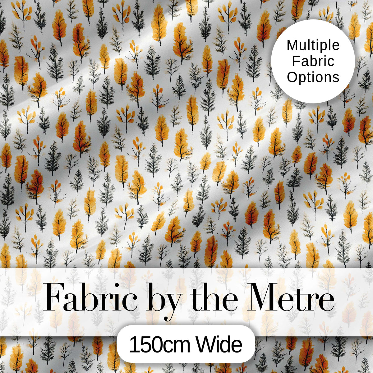 Minimal Autumn Leaves and Sprigs Neutral Seamless Pattern Digital Print Fabric by the Metre UK Sewing Quilting Textile