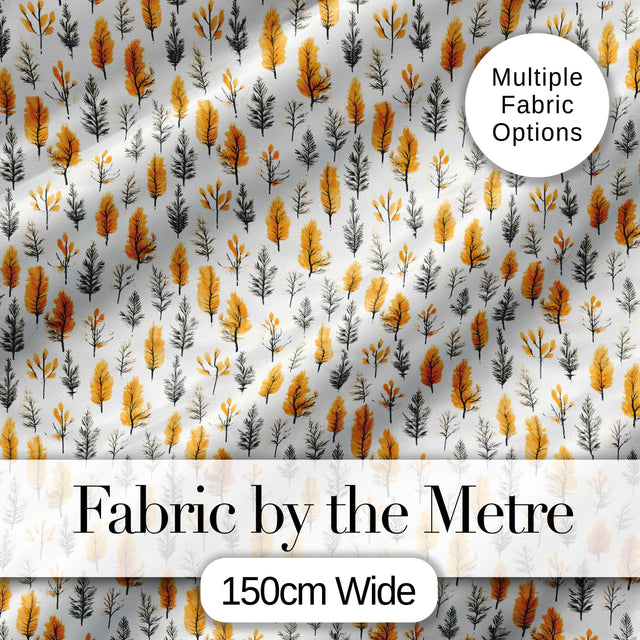 Minimal Autumn Leaves and Sprigs Neutral Seamless Pattern Digital Print Fabric by the Metre UK Sewing Quilting Textile