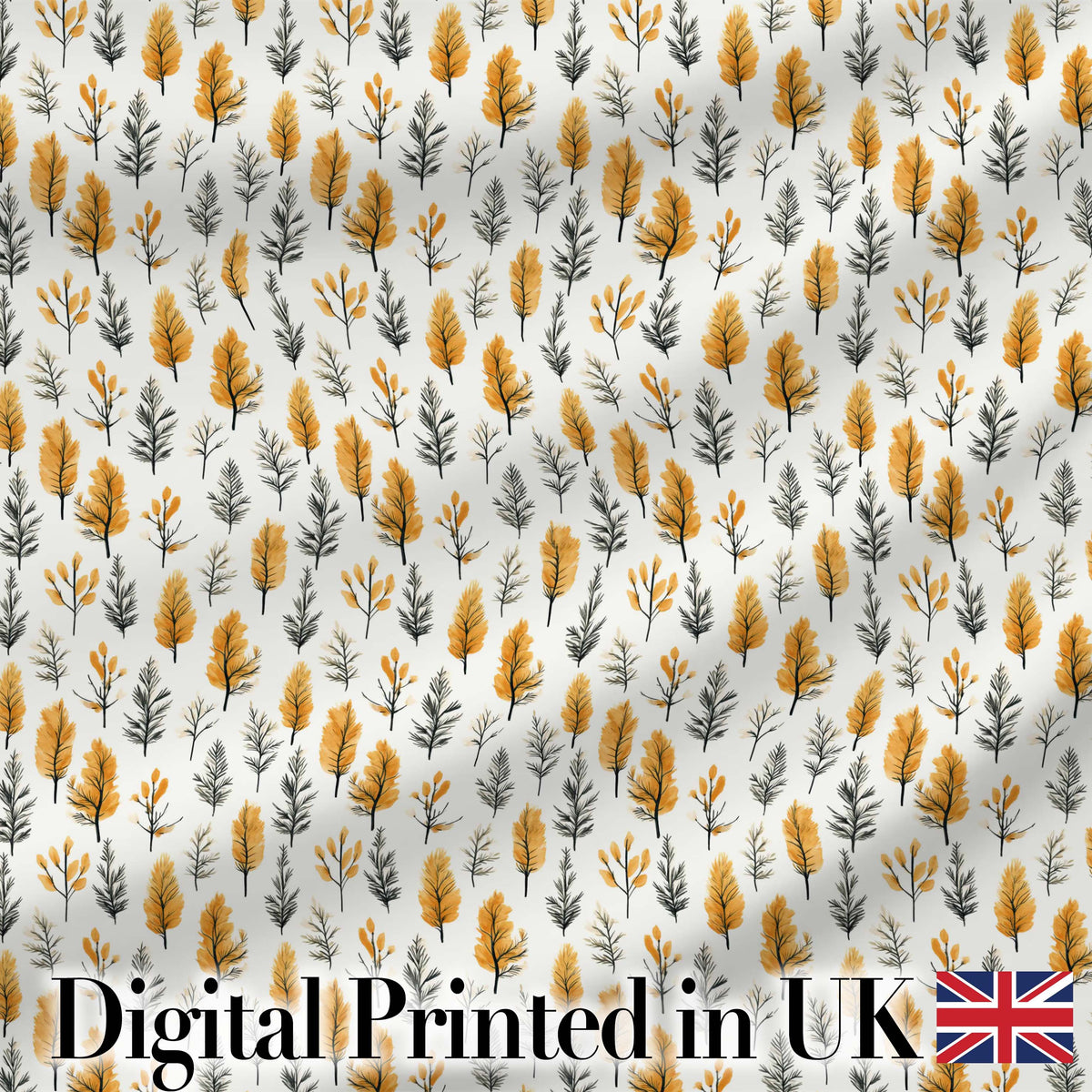 Minimal Autumn Leaves and Sprigs Neutral Seamless Pattern Digital Print Fabric by the Metre UK Sewing Quilting Textile