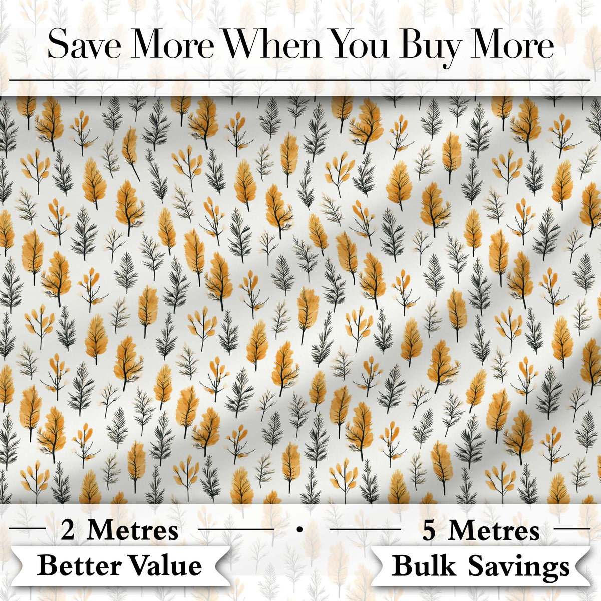 Minimal Autumn Leaves and Sprigs Neutral Seamless Pattern Digital Print Fabric by the Metre UK Sewing Quilting Textile