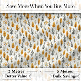 Minimal Autumn Leaves and Sprigs Neutral Seamless Pattern Digital Print Fabric by the Metre UK Sewing Quilting Textile