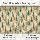 Soft Watercolor Pine Leaves Natural Seamless Pattern Digital Print Fabric by the Metre UK Sewing Quilting Textile