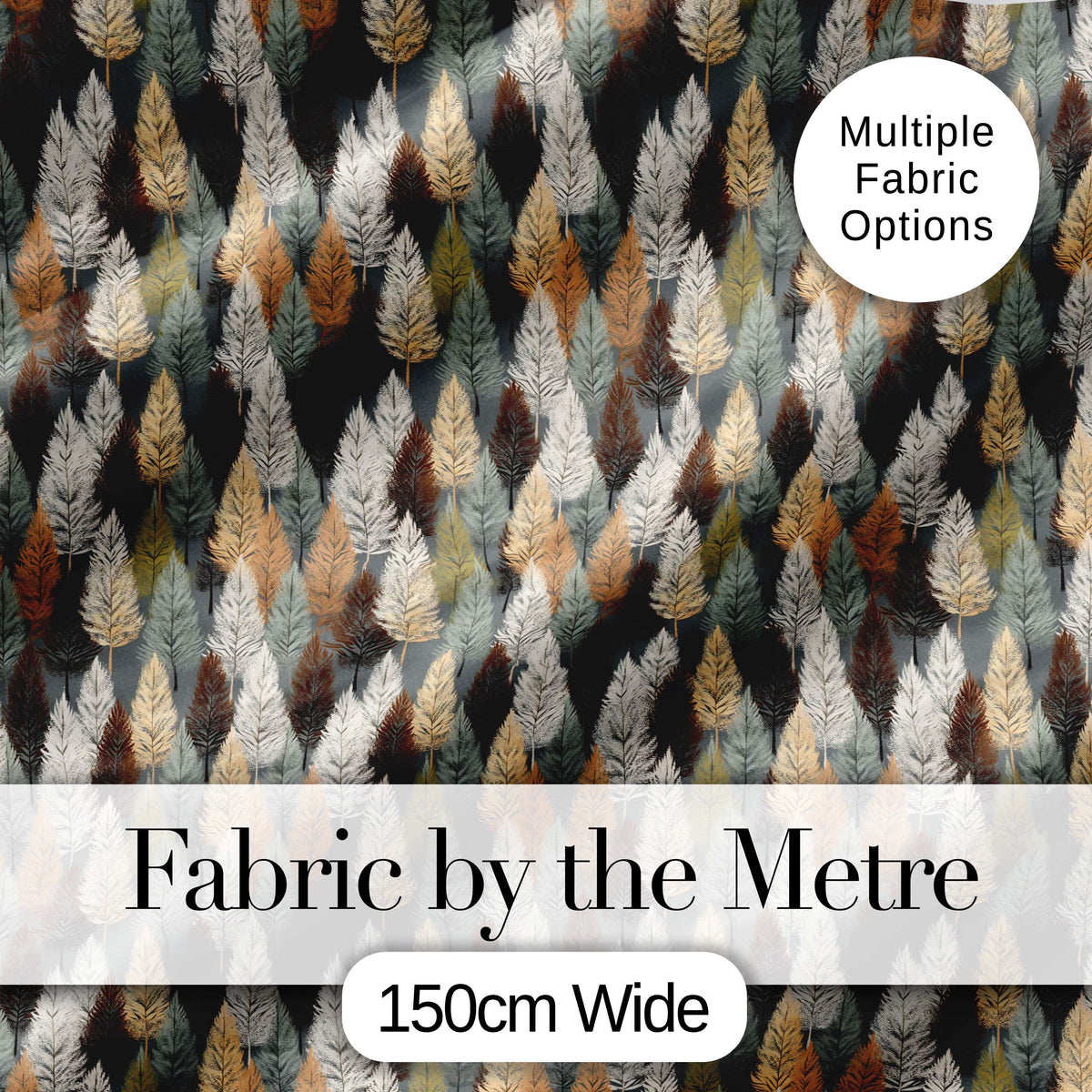 Autumn Neutral Leaf Pattern with Grey Brown and Beige Tones Seamless Digital Print Fabric by the Metre UK Sewing Quilting Textile