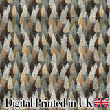 Autumn Neutral Leaf Pattern with Grey Brown and Beige Tones Seamless Digital Print Fabric by the Metre UK Sewing Quilting Textile