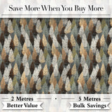 Autumn Neutral Leaf Pattern with Grey Brown and Beige Tones Seamless Digital Print Fabric by the Metre UK Sewing Quilting Textile