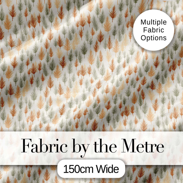 Soft Minimal Pine Leaf Pattern in Warm Earthy Tones Seamless Digital Print Fabric by the Metre UK Sewing Quilting Textile