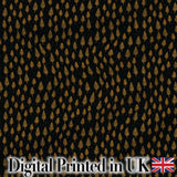 Elegant Gold Leaf Motif on Black Background Seamless Pattern Digital Print Fabric by the Metre UK Sewing Quilting Textile