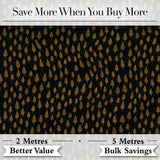 Elegant Gold Leaf Motif on Black Background Seamless Pattern Digital Print Fabric by the Metre UK Sewing Quilting Textile
