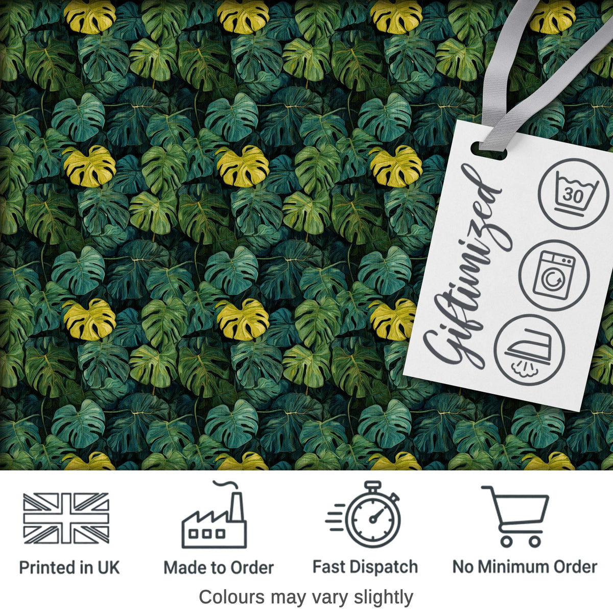 Dense Tropical Monstera Leaves in Deep Green Tones Seamless Pattern Digital Print Fabric by the Metre UK Sewing Quilting Textile